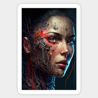 Beautiful Cyberpunk Woman Sticker